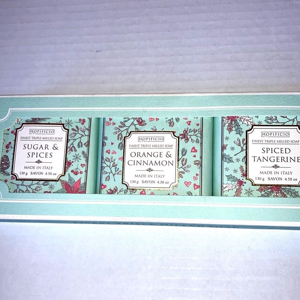 Triple Milled Luxury Bar Soap HOPIFICIO Made in Italy NEW Gift Set of 3